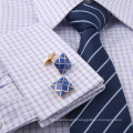 Rose Gold Plated Blue Enamel Cufflinks Trendy Classical Suit Accessories Stickpin Cufflinks